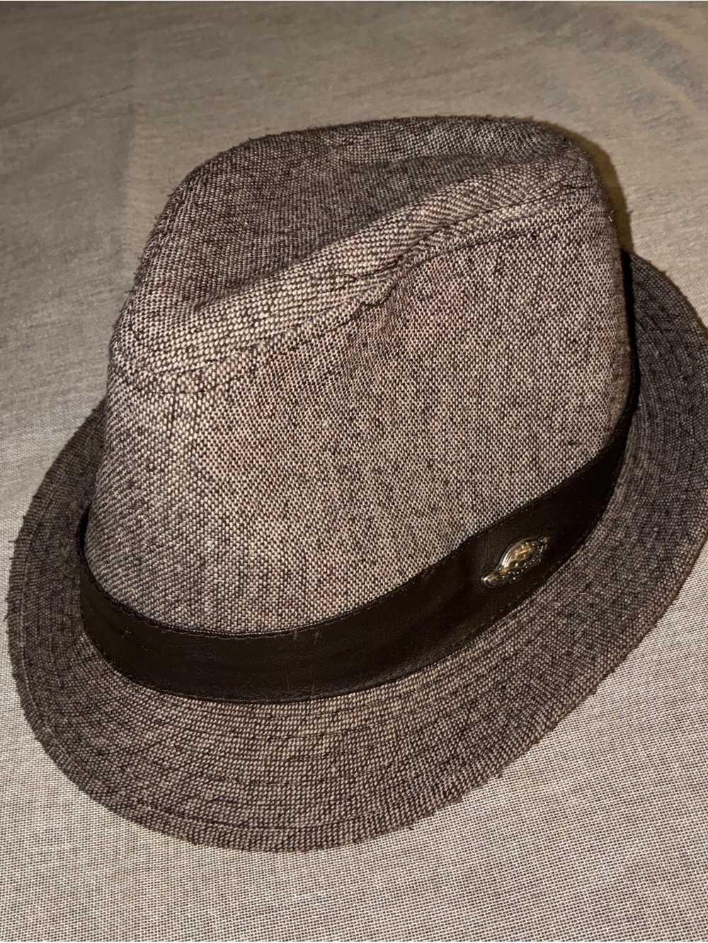 Classic Pamoa Men's Grey Fedora Hat with Black Band